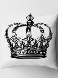 drawing of a crown on a pillow  minimal rough sketch scribbles,doodles,black and white