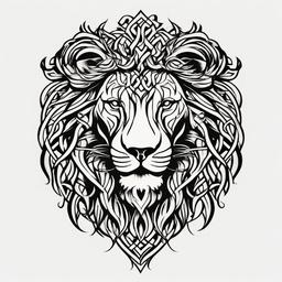 celtic lion tattoos  simple color tattoo,minimal,white background