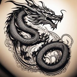 powerful and intricate dragon tattoo design symbolizing strength and courage. 