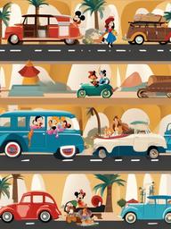 Disney clipart - Disney characters on a road trip  