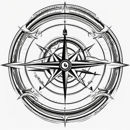 Compass and Ship Tattoo - Compass tattoo featuring a ship.  simple vector tattoo,minimalist,white background