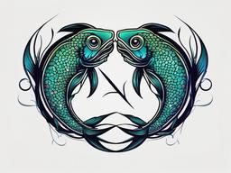 pisces cancer tattoos together  simple vector color tattoo