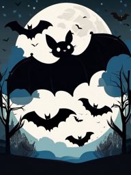 Bat Clipart, Mysterious bats flying in the night. 