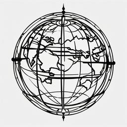 Globe World Tattoo - A tattoo symbolizing the world with a central globe motif.  simple color tattoo design,white background