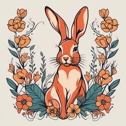 tattoo bunnies  minimalist color tattoo, vector