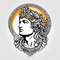 Apollo Greek God Tattoo - Celebrate music, prophecy, and healing with an Apollo tattoo, capturing the essence of the Greek god in a vibrant and artistic design.  simple color tattoo design,white background