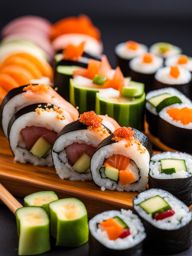 sushi roll artistry - creating beautiful and unique sushi rolls with a variety of fillings. 