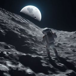 Lunar Landscape - A lunar landscape with an astronaut exploring the moon's surface  8k, hyper realistic, cinematic