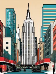 Rockefeller Center sticker- Entertainment and shopping complex in Midtown Manhattan, , sticker vector art, minimalist design