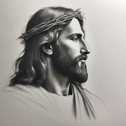 pencil sketch of jesus  minimal rough sketch scribbles,doodles,black and white