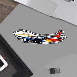 Cargo Plane Landing Sticker - Runway touchdown, ,vector color sticker art,minimal