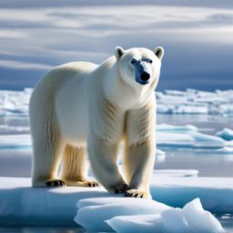 Polar Bear Clipart on an Arctic Glacier,Majestic polar bear on an arctic glacier, the embodiment of strength and survival. 