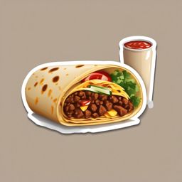 Burrito Sticker - Wrap up your favorite ingredients in a delicious and hearty burrito, , sticker vector art, minimalist design