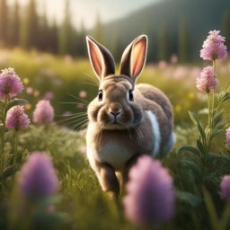 bunny hopping through a blooming meadow 8k ultrarealistic cinematic 