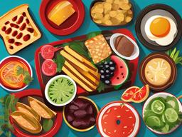 Food clipart - colorful plate of assorted foods  