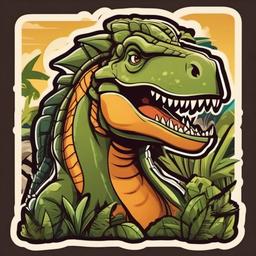 Dinosaur cartoon - ancient, mighty reptile  cartoon sticker style