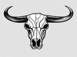 drawing of bull skull  minimal rough sketch scribbles,doodles,black and white