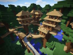 treetop village with interconnected walkways - minecraft house ideas minecraft block style