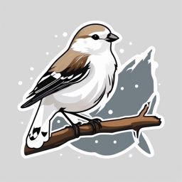 Snow Bunting Sticker - A snow bunting with white plumage blending into snowy surroundings, ,vector color sticker art,minimal