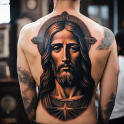 jesus tattoo, showcasing religious devotion and spirituality. 