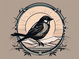 tribal sparrow tattoo  minimalist color tattoo, vector