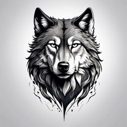 Angry Lone Wolf Tattoo,tempestuous lone wolf, symbol of unwavering determination and fierce independence. , tattoo design, white clean background