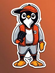 Penguin Baseball Player Sticker - A determined penguin geared up as a baseball player, ready for a home run. ,vector color sticker art,minimal