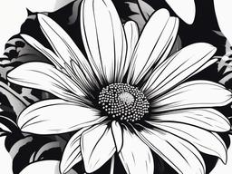 Black White Daisy Tattoo-Simplicity and contrast with a black and white daisy tattoo, capturing the essence of monochromatic beauty.  simple color tattoo,minimal vector art,white background