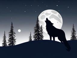 Wolf Cartoon - Cartoon of wolf howling at the moon  