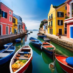 explore the charm of a coastal fishing village, with colorful boats and seafood markets. 