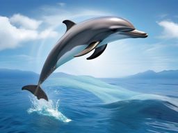 Dolphin Clipart in the Ocean,Graceful dolphin leaping in the boundless ocean, symbolizing freedom and playfulness. 