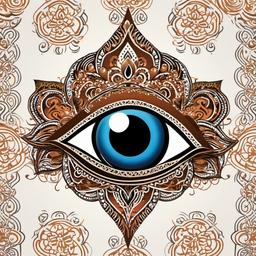 evil eye henna  simple vector color tattoo