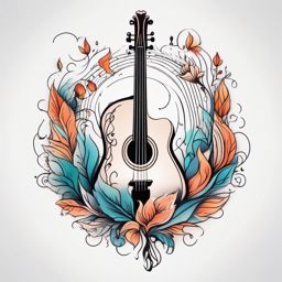 Dream Tattoo Harmonies - Blend harmonious elements into a dreamy and musical tattoo.  outline color tattoo,minimal,white background