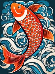 Koi Carp Fish Tattoo-Elegant and vibrant tattoo featuring a Koi carp fish, symbolizing perseverance, strength, and good luck.  simple color vector tattoo