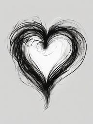 drawing of a heart made of fire  minimal rough sketch scribbles,doodles,black and white