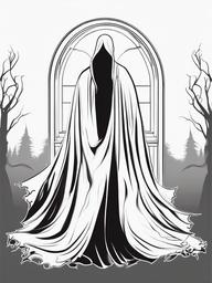 Tattered Cloak Coloring Pages - Haunted Ghost’s Shredded Garment  minimal black outline printable sheet, coloring page