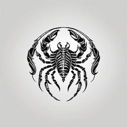 Scorpio Zodiac Sign Tattoo - Showcase your allegiance to the Scorpio zodiac sign with a bold and distinctive tattoo.  simple vector color tattoo,minimal,white background