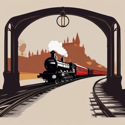 Harry Potter clipart - Hogwarts Express train on the tracks  color,minimalist,vector clipart