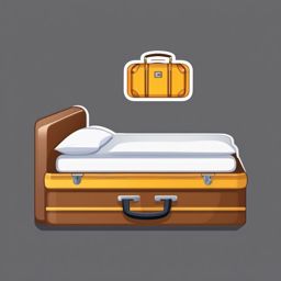Hotel Bed and Suitcase Emoji Sticker - Restful hotel stay, , sticker vector art, minimalist design
