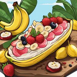 Banana clipart - banana split with toppings  