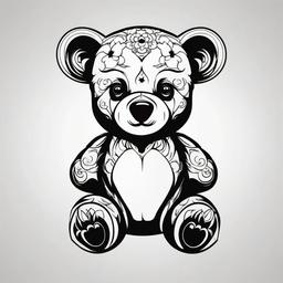 teddy bear tattoo outline  simple vector color tattoo