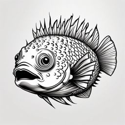 Puffer Fish Tattoo,a captivating tattoo of the charming puffer fish, emblem of uniqueness and adaptability. , tattoo design, white clean background