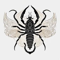 Scorpion Sternum Tattoo - Opt for a unique placement with a sternum tattoo featuring an intricately designed scorpion.  simple vector color tattoo,minimal,white background