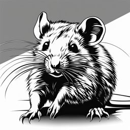 rat clipart black and white 