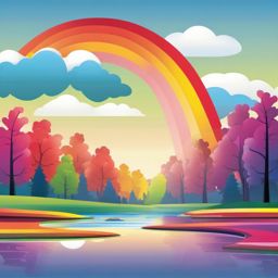 Rainbow Clipart - A vivid rainbow arching across the sky after a refreshing rain shower.  color clipart, minimalist, vector art, 