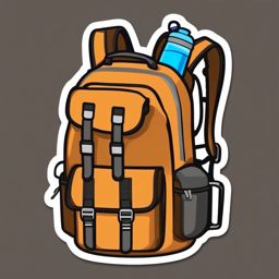 Hiking Backpack and Water Bottle Emoji Sticker - Hydration on the trail, , sticker vector art, minimalist design