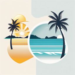 Sunny Beach  minimalist design, white background, professional color logo vector art