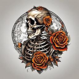 whole body skeleton tattoo  simple vector color tattoo