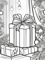 Christmas Gift Coloring Page  outling,coloring pages,black and whit