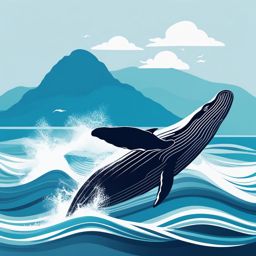 whale clipart: graceful whale swimming in the ocean. 
